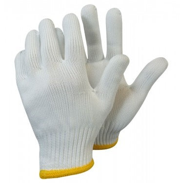 White Knit Gloves | 100% Polyester |  L-XL | 12 Pieces (6 Pairs)