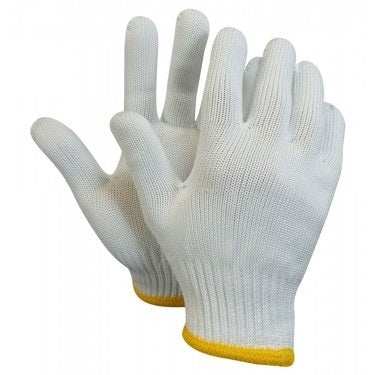 White Knit Gloves | 100% Polyester |  L-XL | 12 Pieces (6 Pairs)