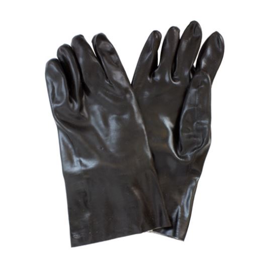 Gants de PVC lisse Noir avec doubleur interlock et poignet extensif - 12po