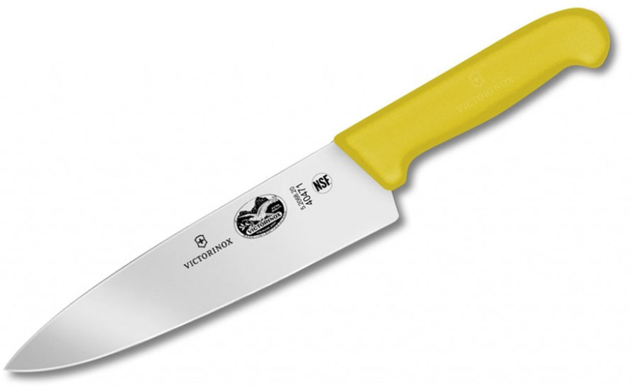 Couteau de chef Victorinox jaune 8" avec lame droite